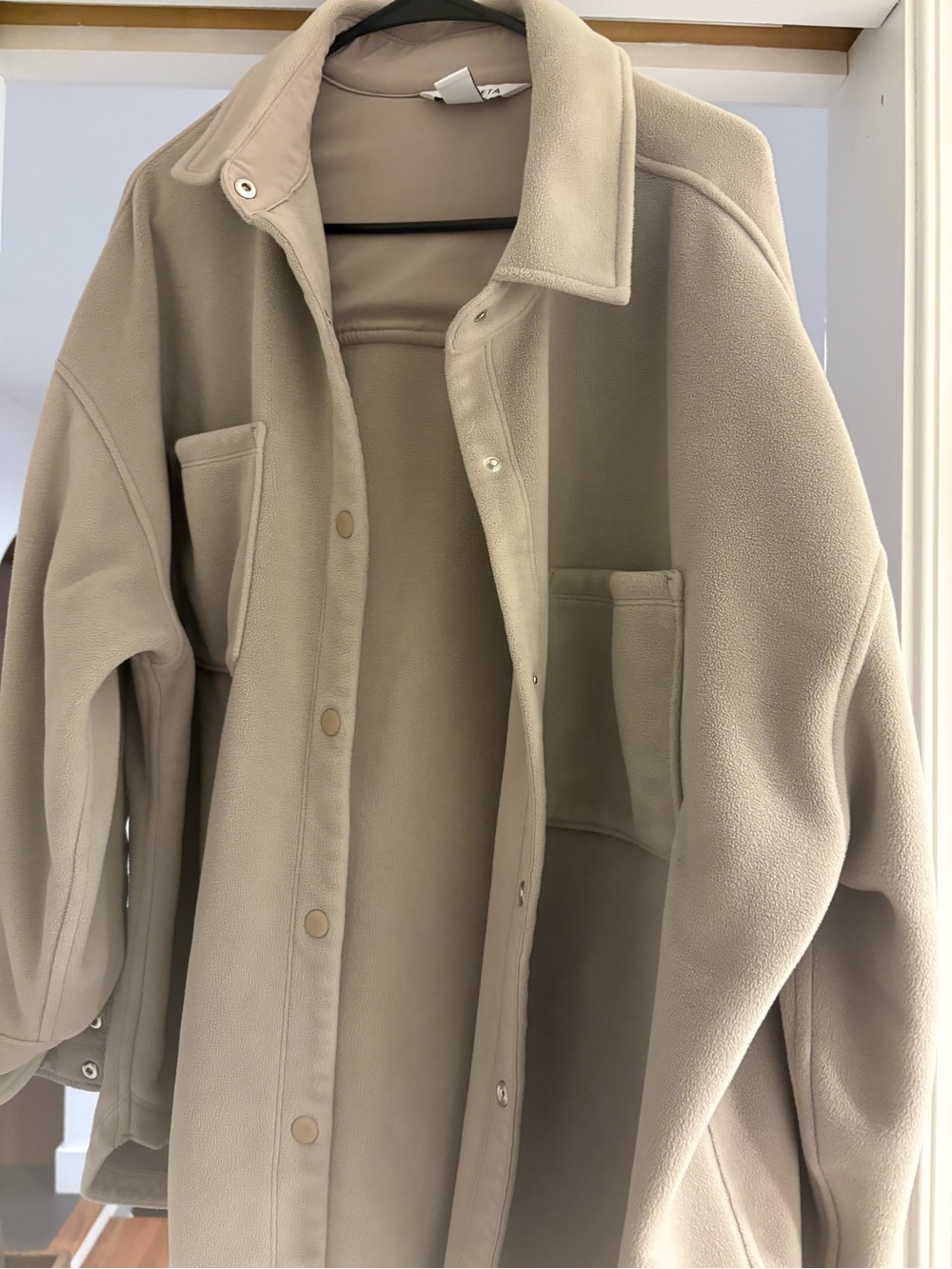 Athleta Taupe Teddy Fleece Shacket